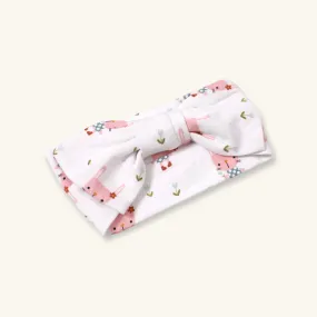 Bunny Baby Girl Bow Headband (Organic Jersey)