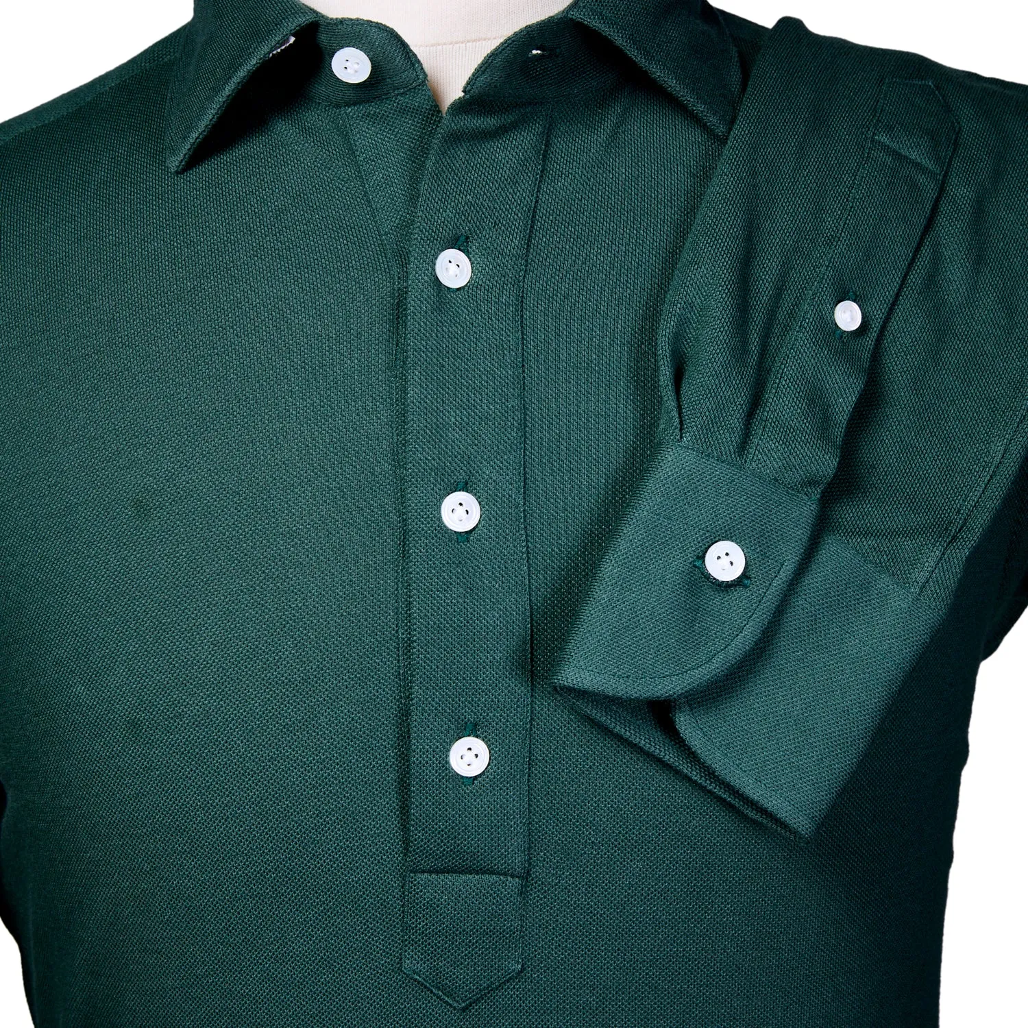 100 Hands x Kirby Allison Dark Green Long Sleeve Knit Polo