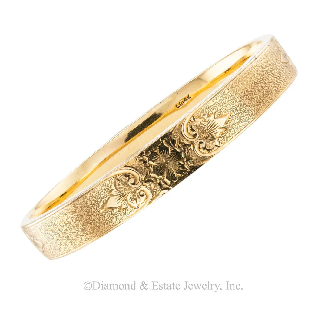 1912 Antique Yellow Gold Slip On Bangle Bracelet