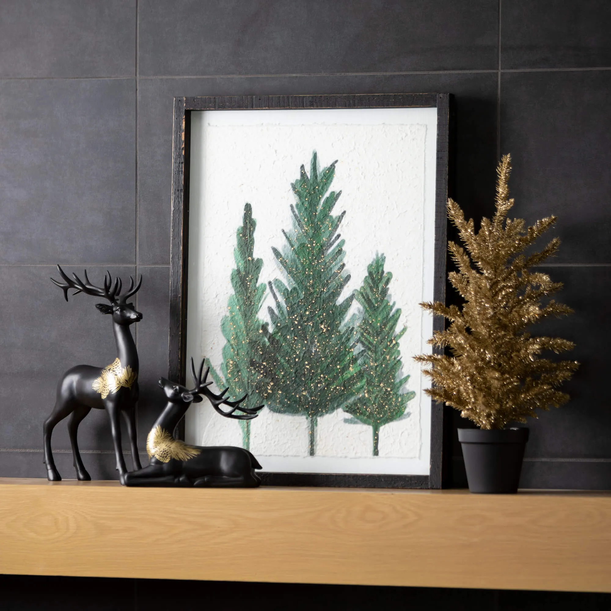 24.25"H Sullivans Pine Tree Watercolor Wall Art, Green