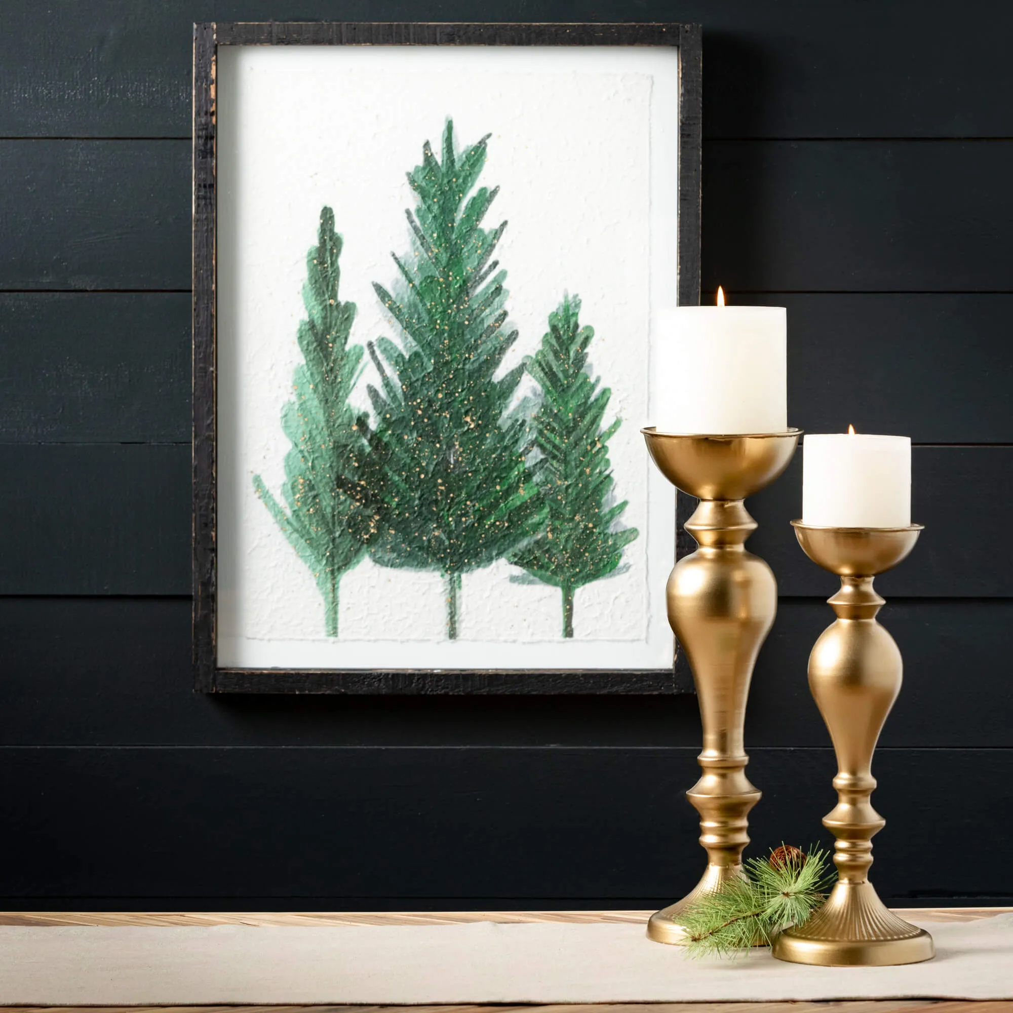 24.25"H Sullivans Pine Tree Watercolor Wall Art, Green