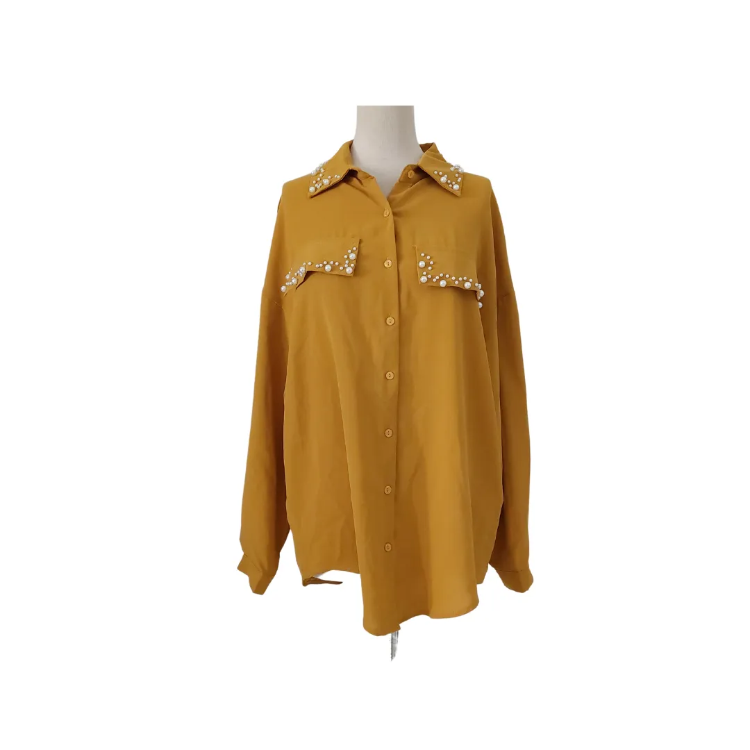 2Xtremz Yellow with Pearls Collared Shirt | Brand New |