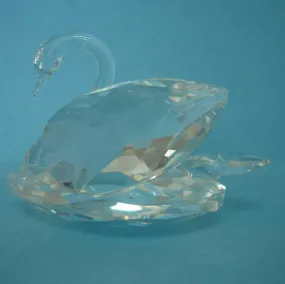 A Large Swarovski Crystal Swan with Faceted Body and Smooth Neck