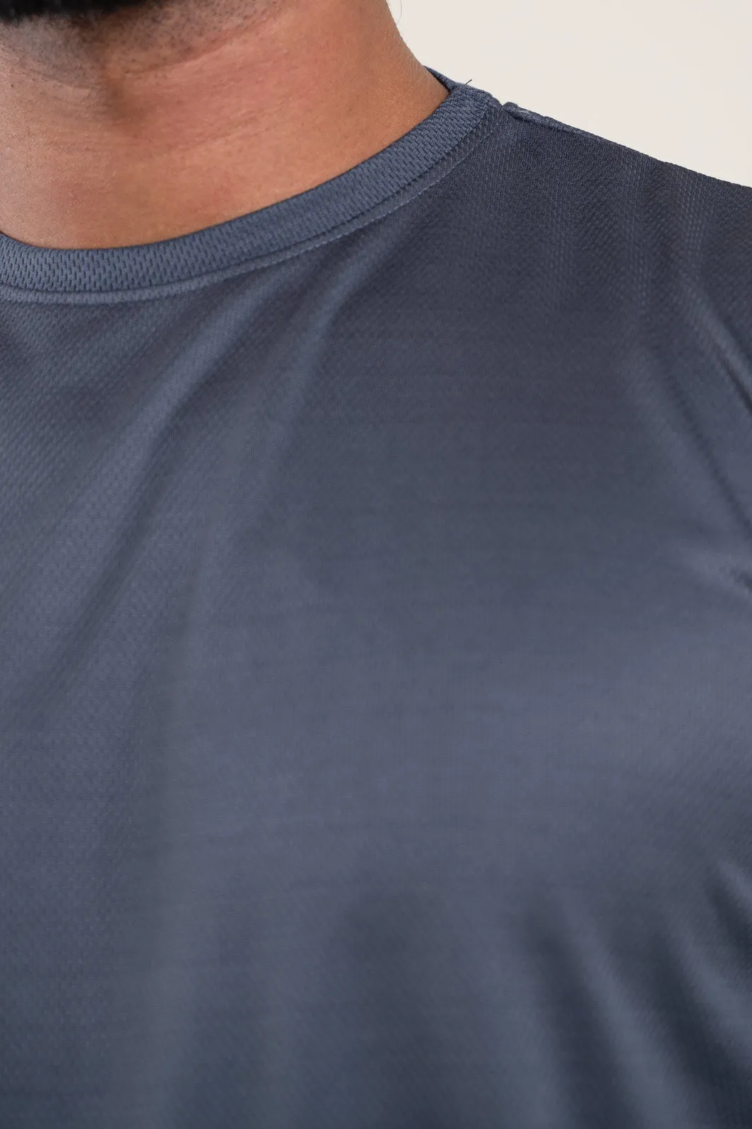 Active Dark Gray Crew Neck Tshirt  For Men