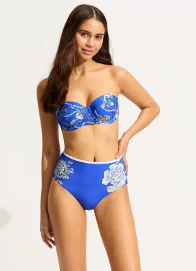 Ahoy High Waisted Bikini Bottom - Azure