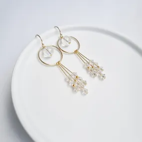 Alegria Earrings (White Diamond/Golden Champagne) / Austrian Crystals