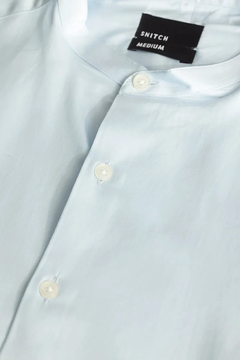 Alfonso Light Blue Plain Satin Shirt