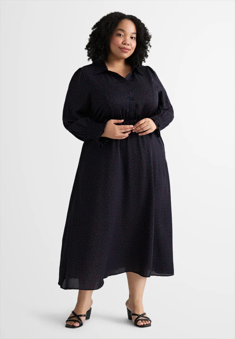 Amara Half Button Smock Sleeve Dress