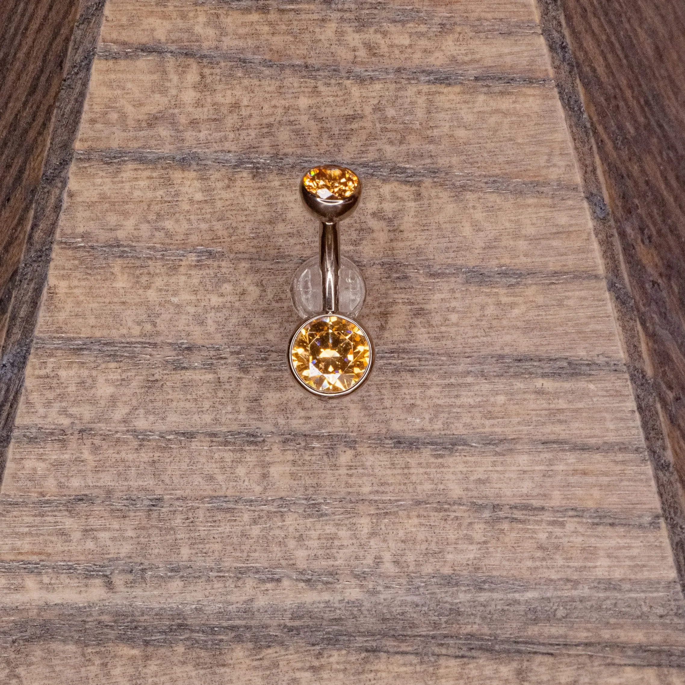 Amber Swarovski Crystal Navel in a Bezel Setting  (4mm/6mm)