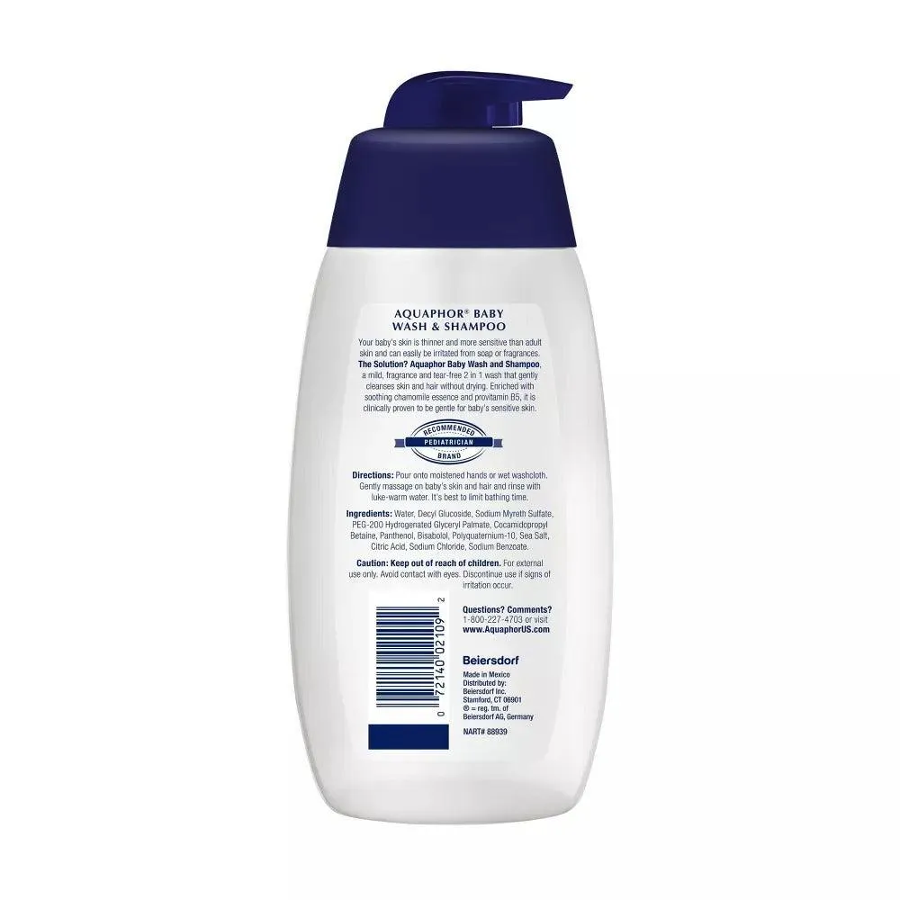 Aquaphor Baby Wash and Shampoo Tear-free & Mild for Sensitive Skin - 16.9 fl oz