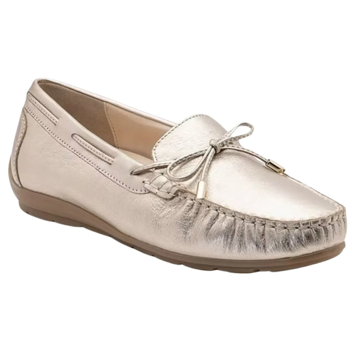 Ara Women's Amarillo Driving Moccasin Platinum Metallic Leather