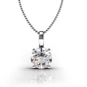 Araylia "Strong" 18k White Gold Plated Necklace with Solitaire Round Cut Swarovski Crystal