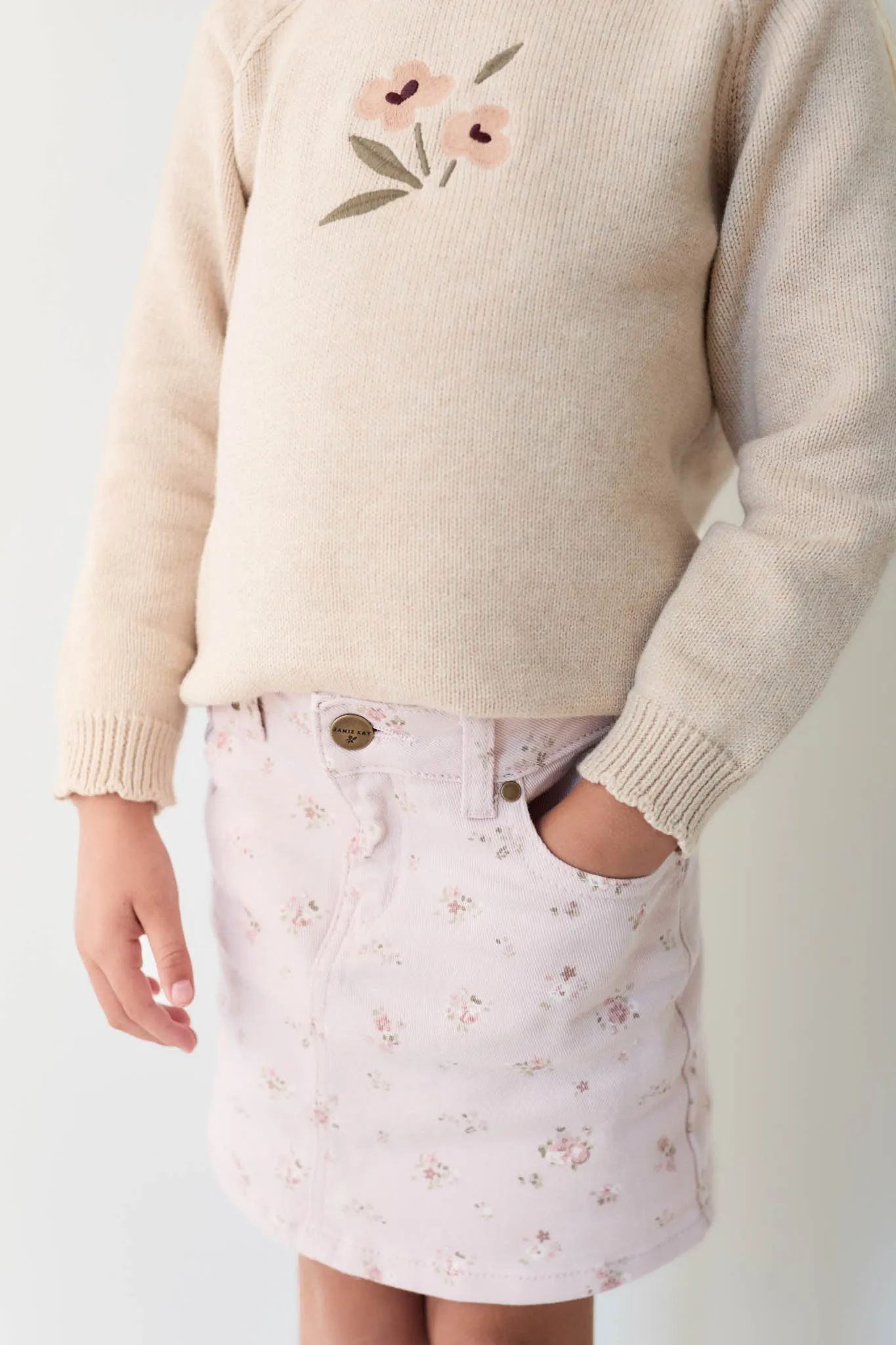 Audrey Knitted Jumper - Oatmeal Marle Petite Goldie