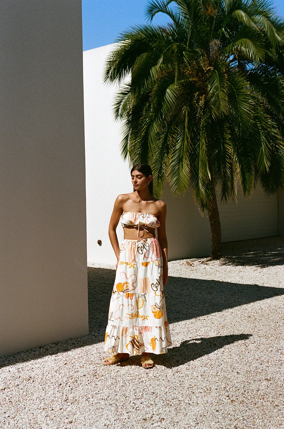 Aviva Midi Skirt - Amalfi Aperol