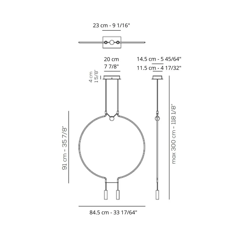 Axolight Liaison M2 LED suspension lamp h. 91 cm.