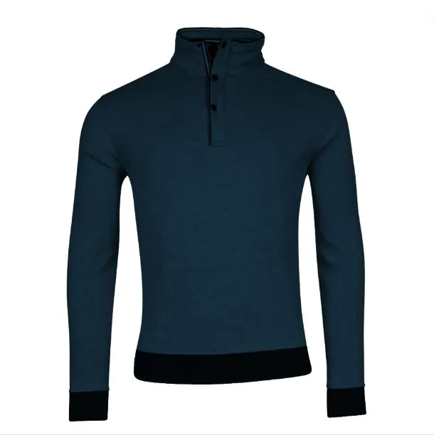 Baileys Half Zip/Button Navy Sweatshirt Navy