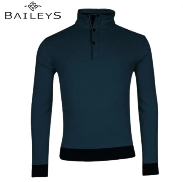 Baileys Half Zip/Button Navy Sweatshirt Navy