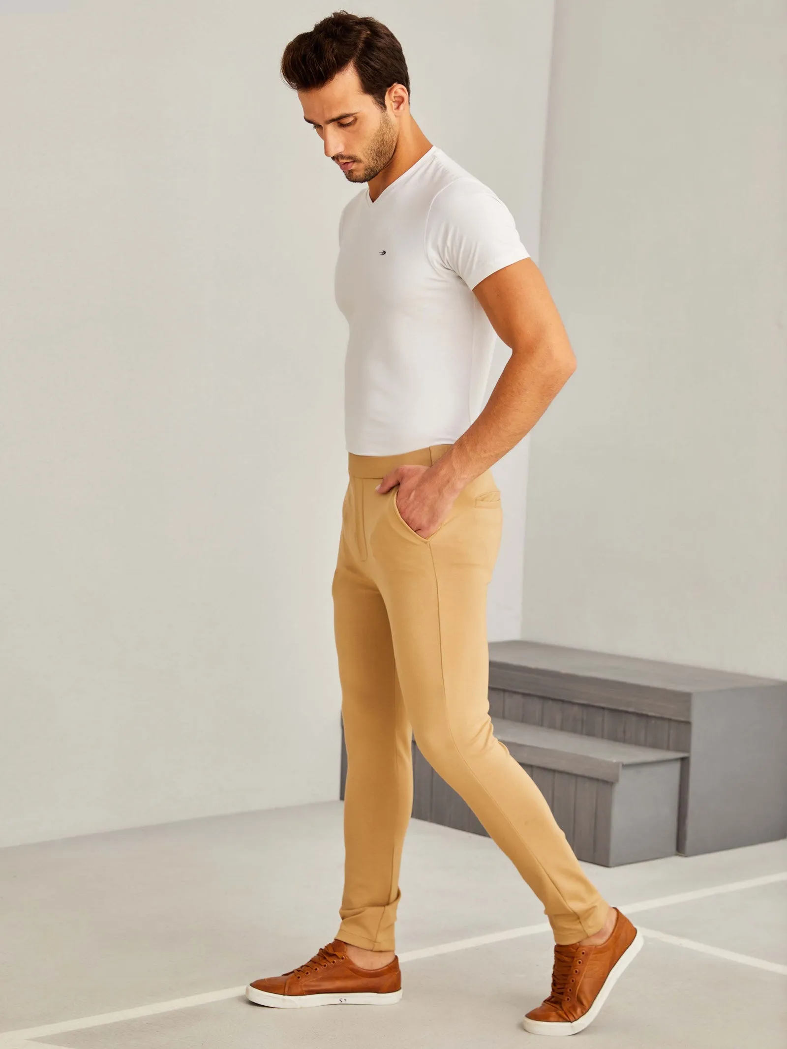 Beige 4-Way Stretch Travel Trouser