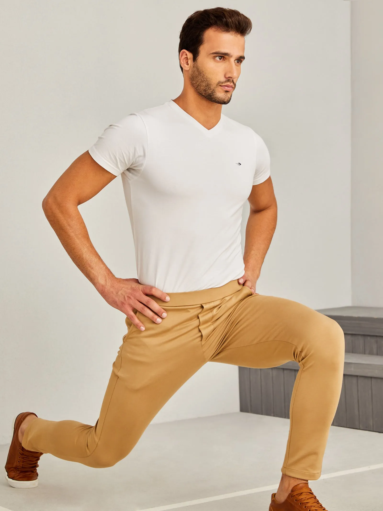 Beige 4-Way Stretch Travel Trouser