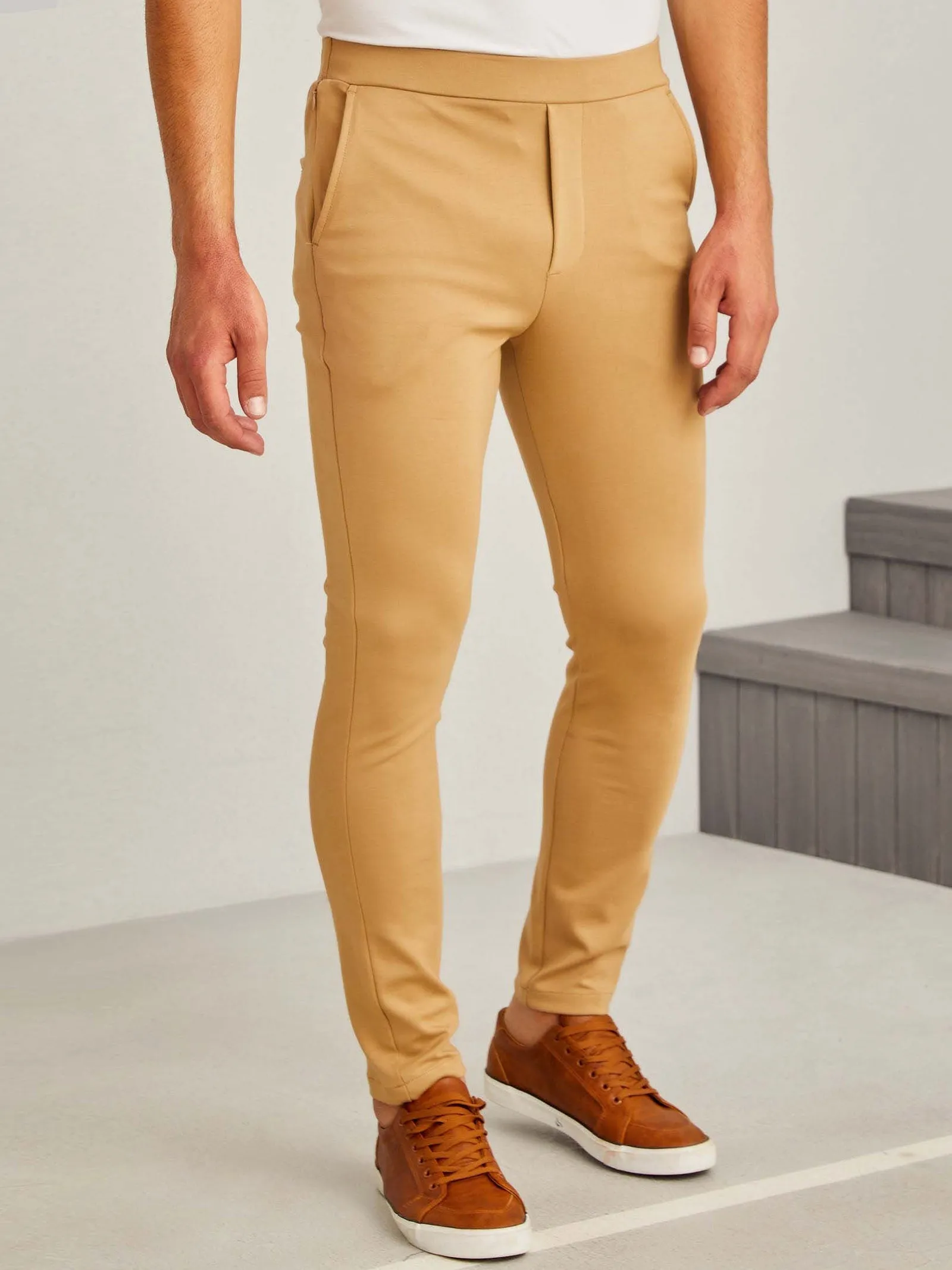 Beige 4-Way Stretch Travel Trouser