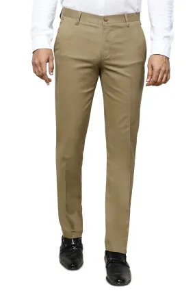 Beige Cotton Smart Fit Trouser