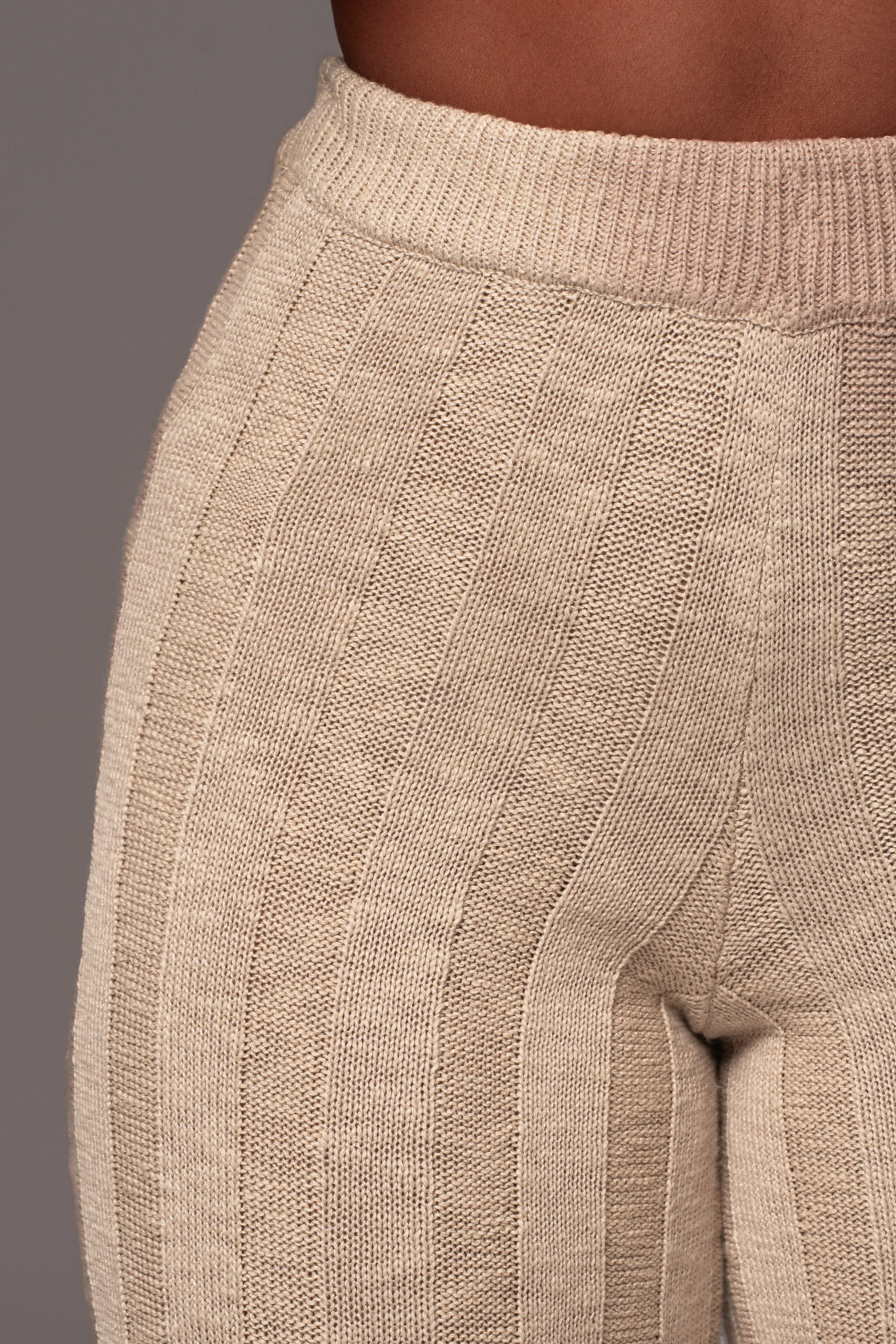 Beige Take A Chance Ribbed Pant Set