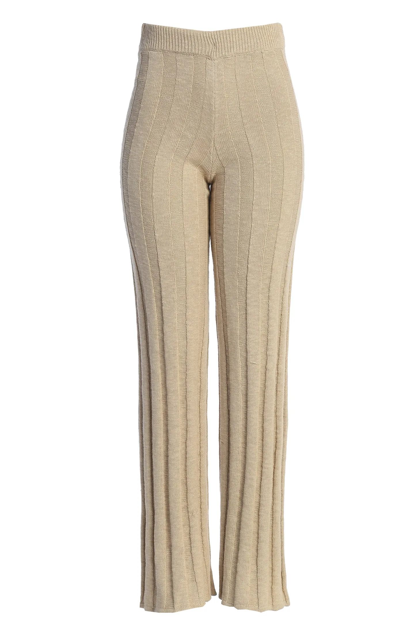 Beige Take A Chance Ribbed Pant Set