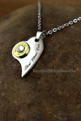 Best Mom Ever Engraved Heart Bullet Necklace, DARK Engraving