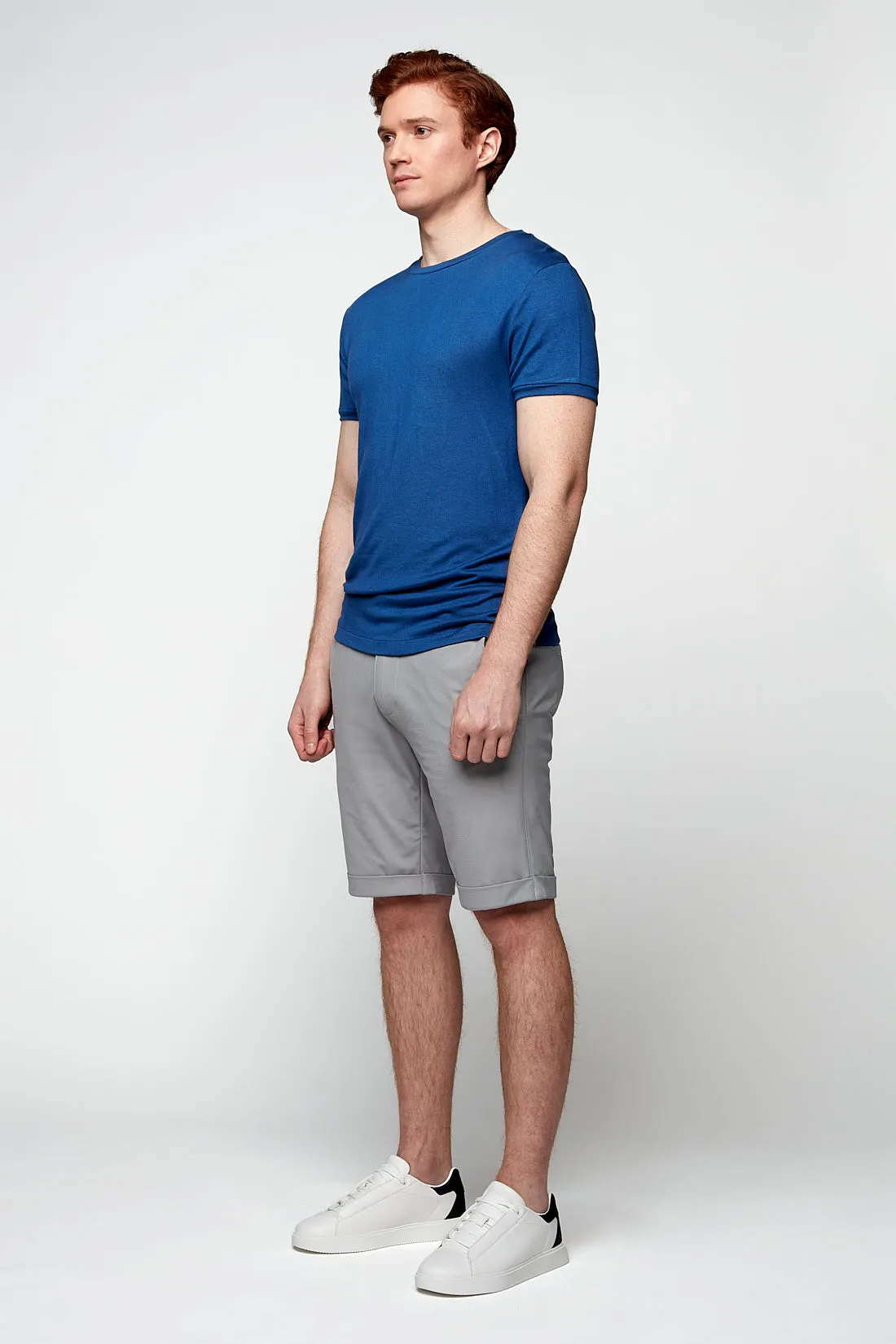 BILLY - Elastic Waist Roll Up Shorts - Light Grey