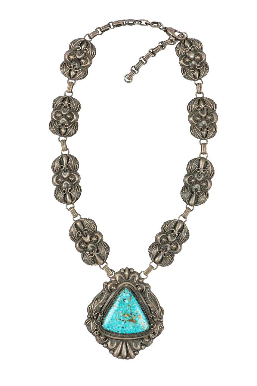 Birdseye Kingman Turquoise Silver Necklace