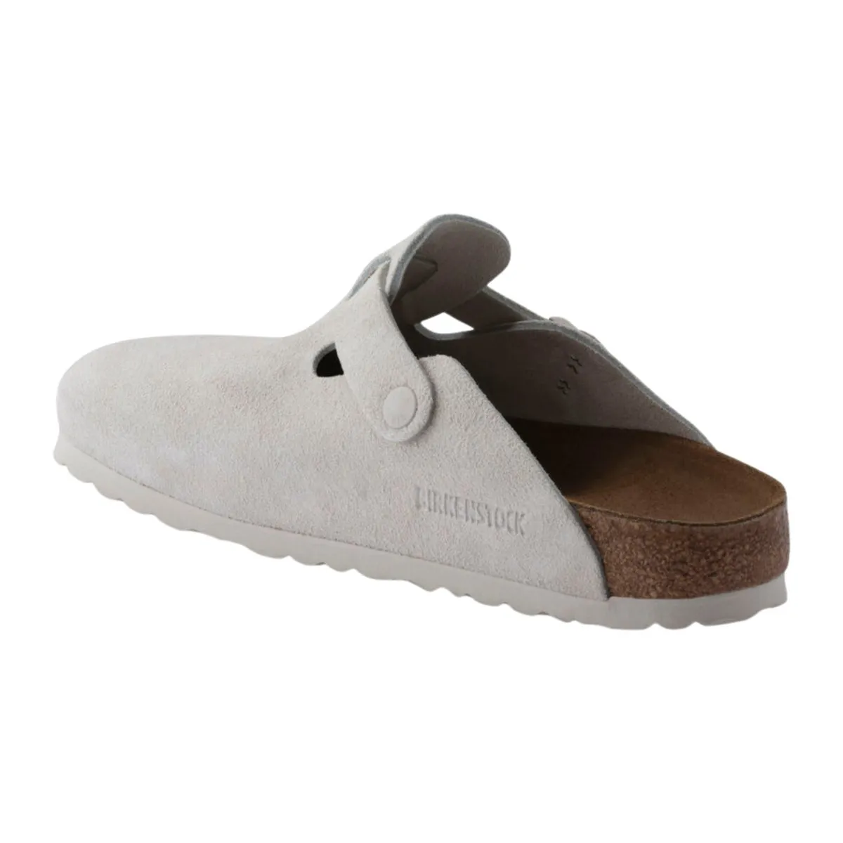 Birkenstock Women's Boston Antique White Suede Soft Footbed