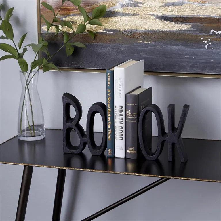 BLACK ALUMINUM BOOK BOOKENDS