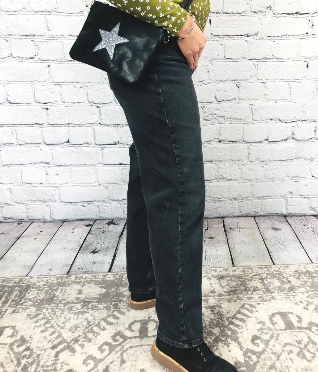 Black High Waisted Tapered Jeans 8L