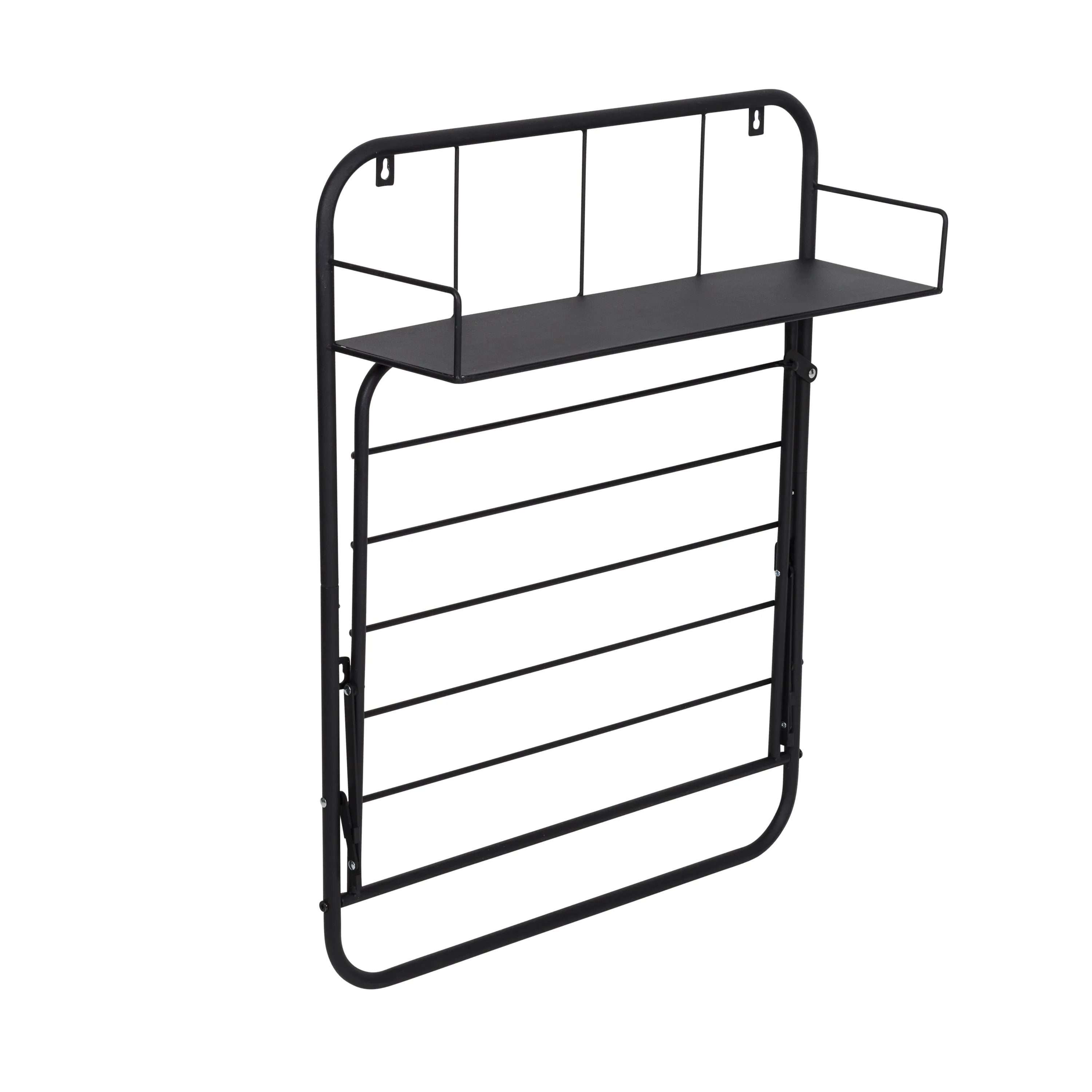 Black Over-the-Door or Wall Mount Folding Drying Rack and Shelf