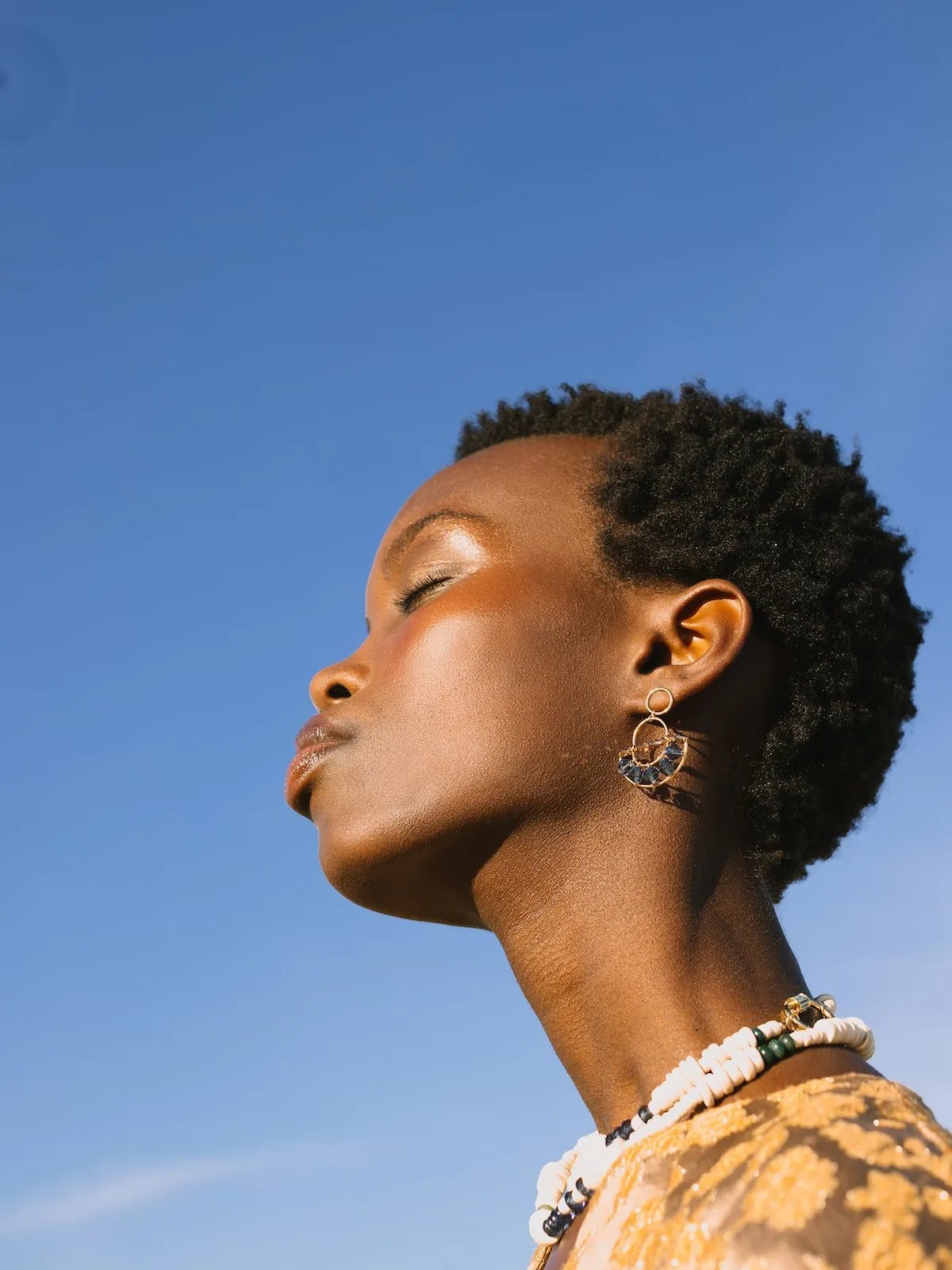 Blue Olakira Half Moon Earrings