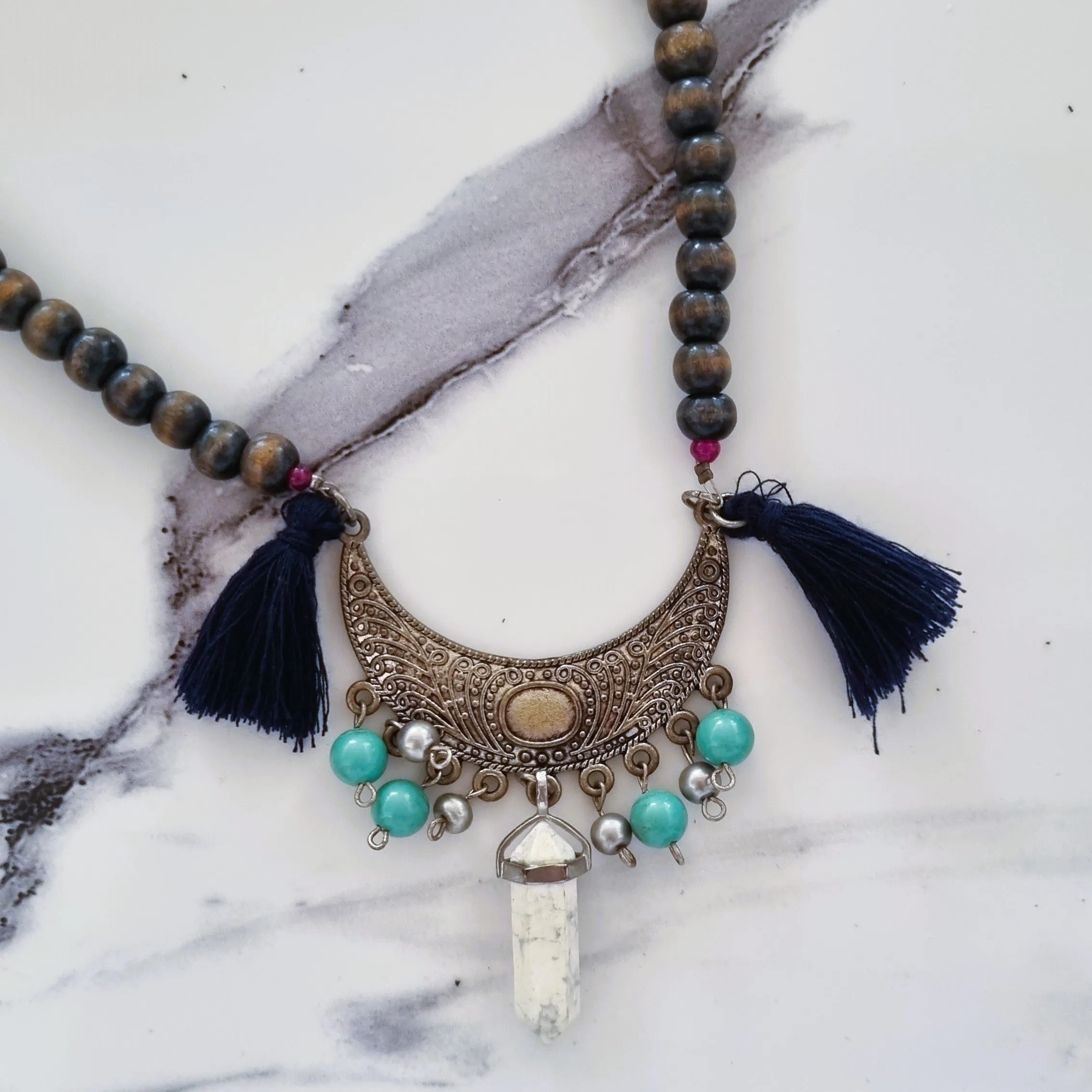 Boho wooden necklace