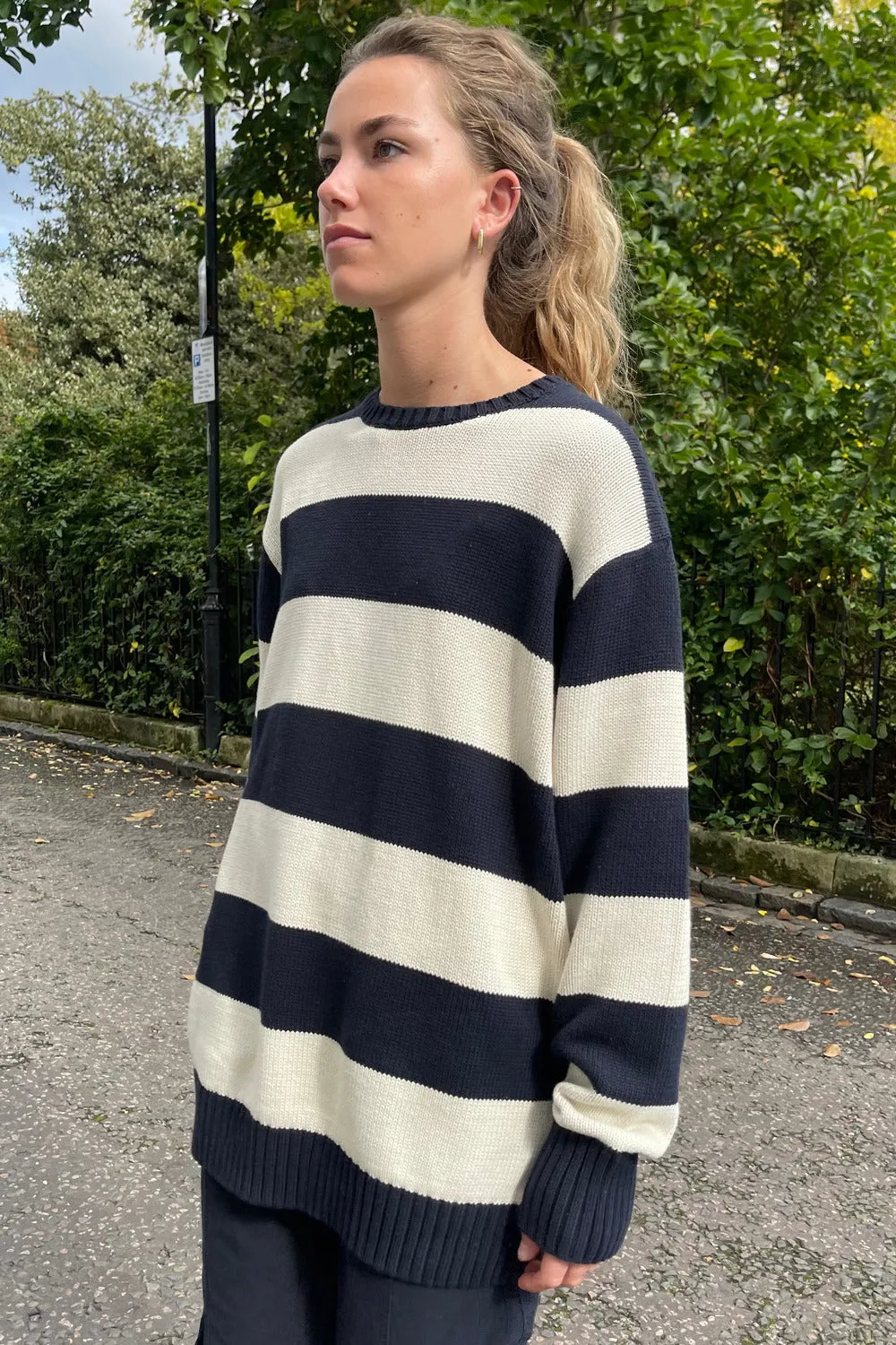 Brianna Cotton Thick Stripe Sweater