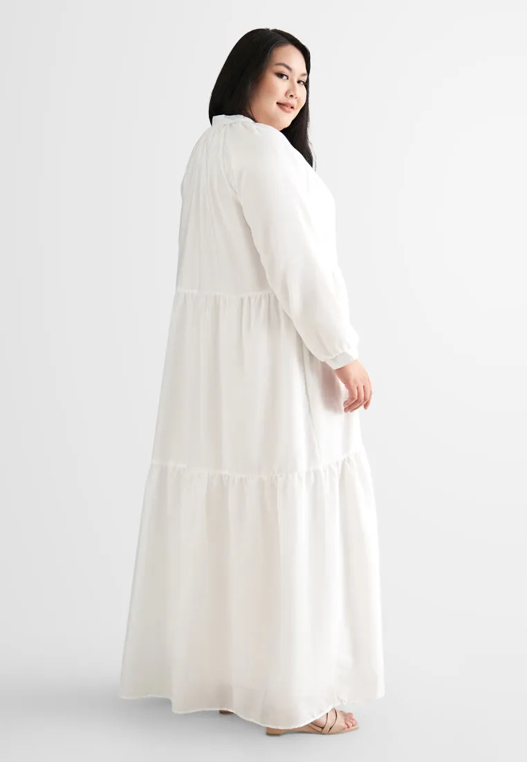 Brielle Bohemian Tiered Long Dress - White