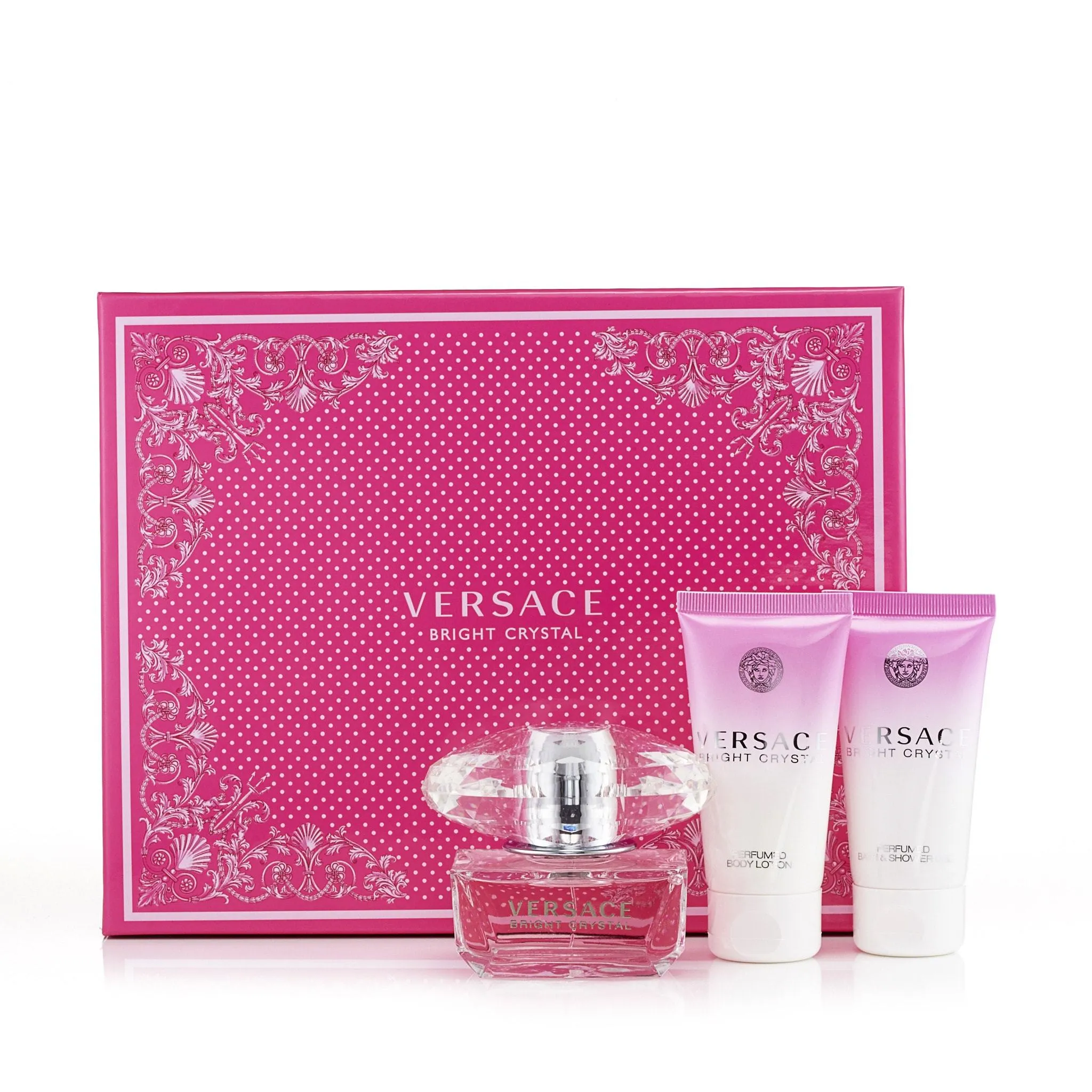 Bright Crystal Gift Set Eau de Toilette Body Lotion and Shower Gel for Women by Versace