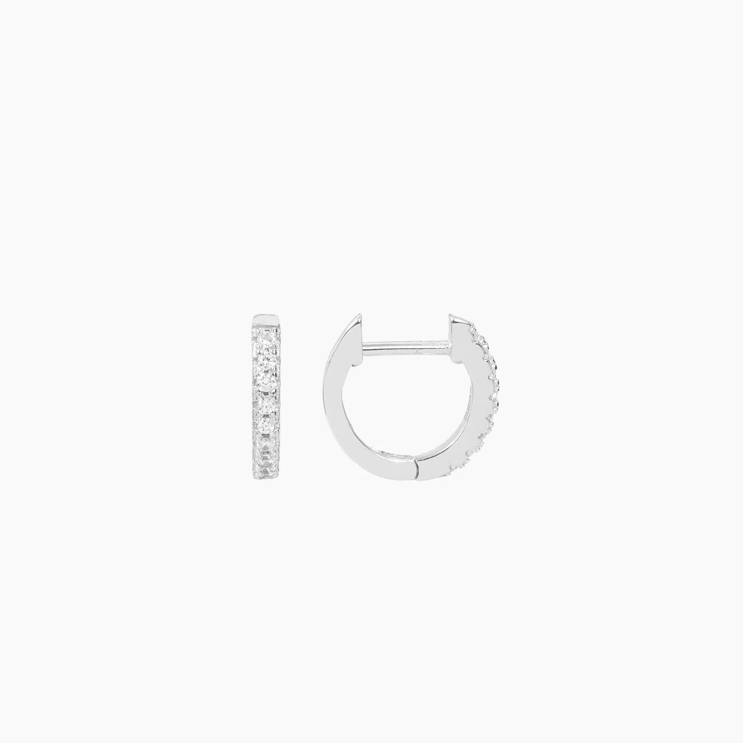 Brilliant CZ Huggie Hoop Earrings (Silver)