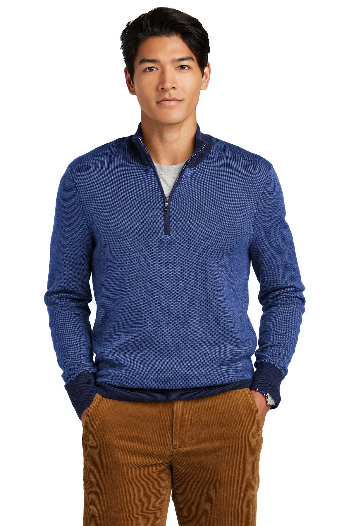 Brooks Brothers Washable Merino Birdseye 1/4-Zip Sweater