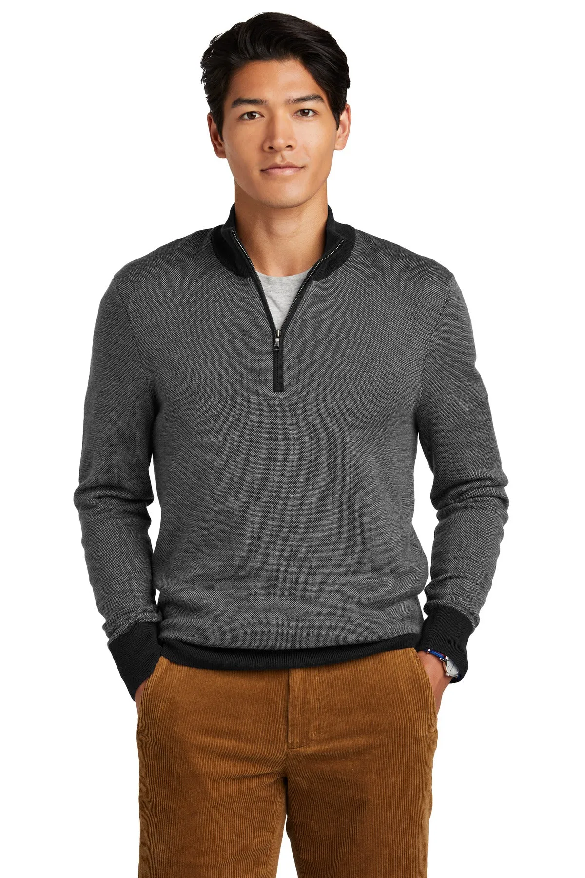 Brooks Brothers Washable Merino Birdseye 1/4-Zip Sweater