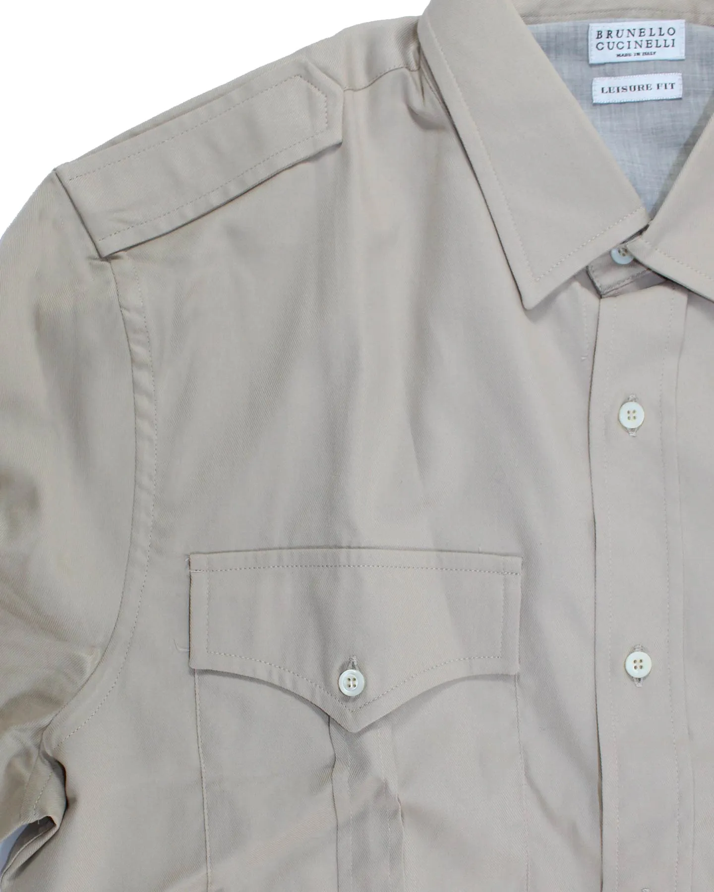 Brunello Cucinelli Shirt Khaki Western XL - Slim Fit