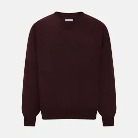 Burgundy Fine Merino V-Neck Jumper