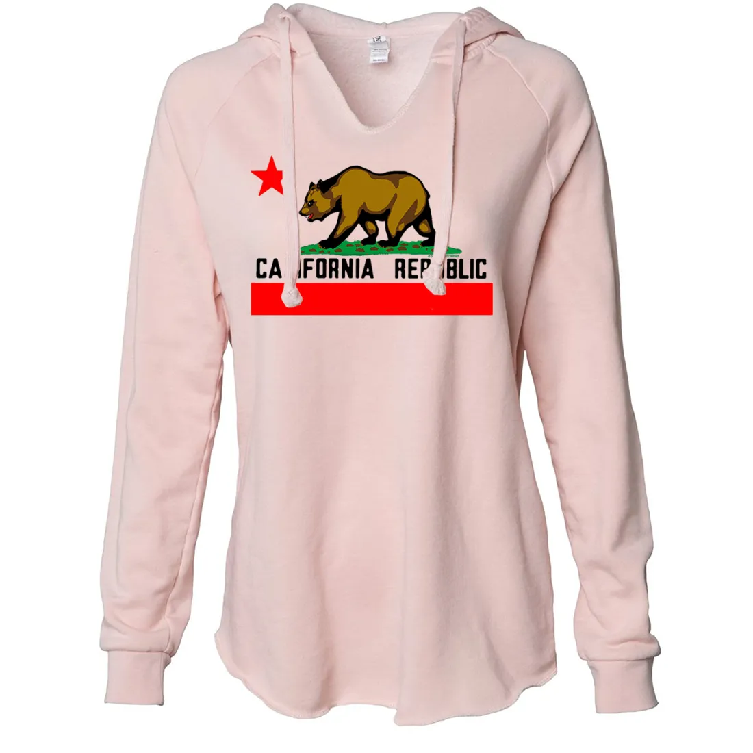 California Republic Borderless Bear Flag Black Text Women's Soft Hooded Pullover