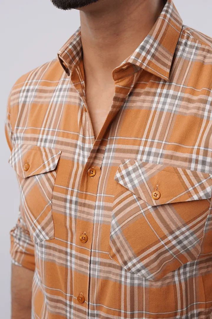 Check Shirt - Orange & White