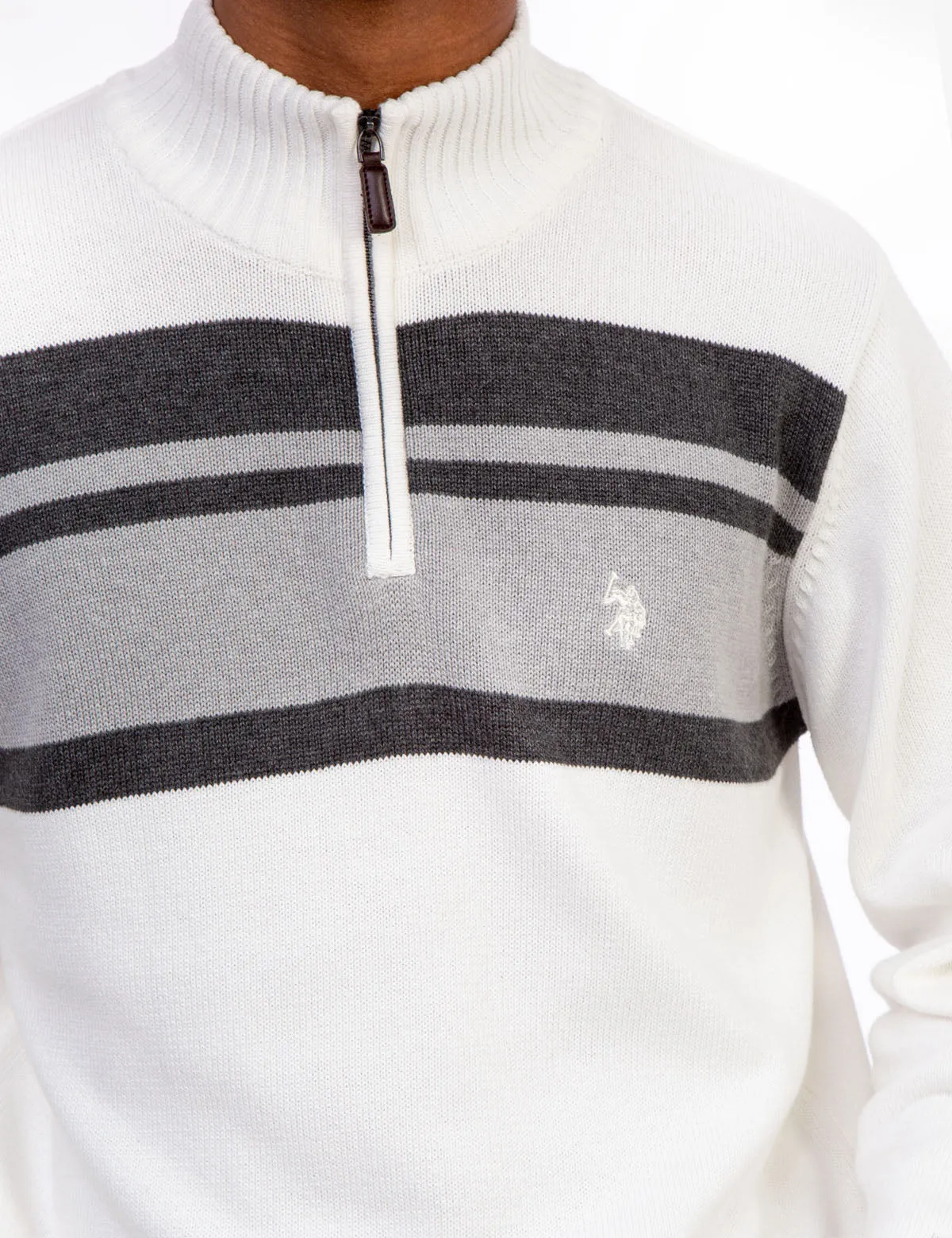 CHEST STRIPE 1/4 ZIP SWEATER