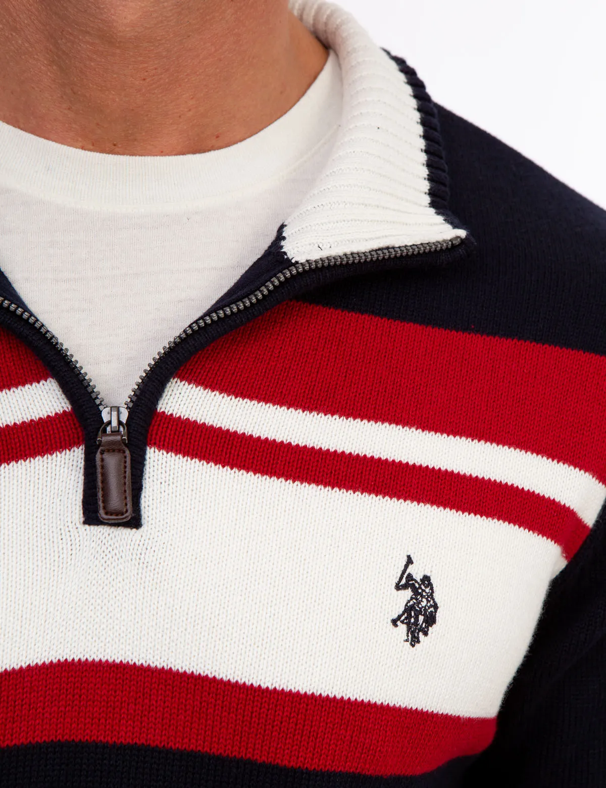 CHEST STRIPE 1/4 ZIP SWEATER