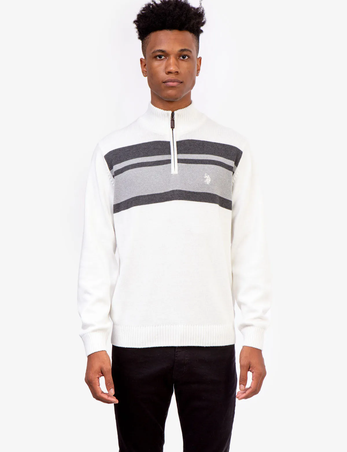 CHEST STRIPE 1/4 ZIP SWEATER