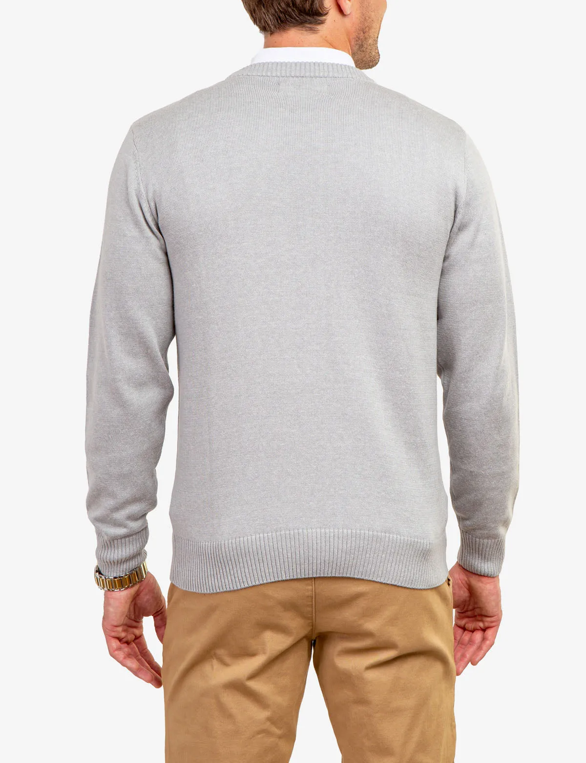 CHEST STRIPE CREW NECK SWEATER